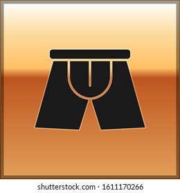 Black Men underpants icon isolated on gold background. Man underwear.  Vector Illustration