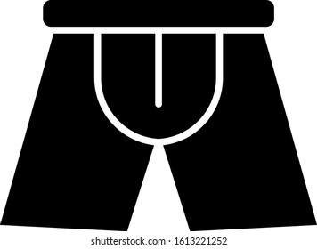 Black Men underpants icon isolated on white background. Man underwear.  Vector Illustration