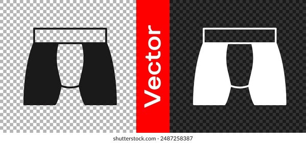 Black Men underpants icon isolated on transparent background. Man underwear.  Vector