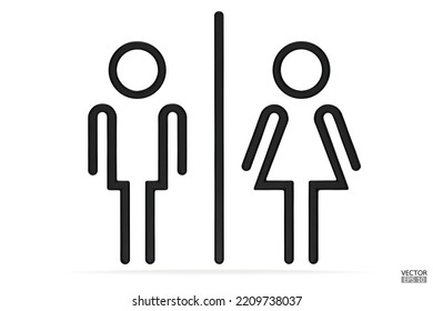 Black Men And Women Restroom Icon In White Background, Men And Women Bathroom 3D Sign.Toilet Vector Icon For Any Use. 3D Vector Illustrator.