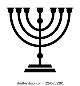 Black menorah on white background