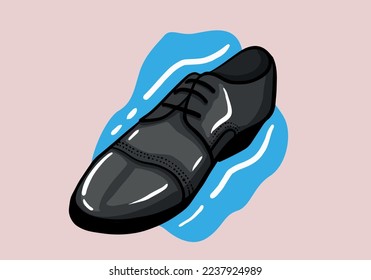 Black men's glossy patent leather shoe. Vector hand drawn illustration of a isolated background.