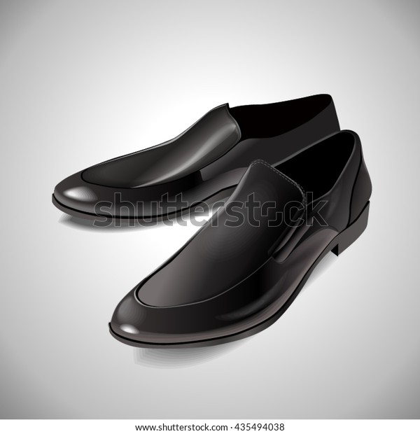 黒人男性用の光沢のある特許革靴 白い背景にベクター画像のリアルなイラスト のベクター画像素材 ロイヤリティフリー