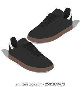 Black men's sneakers mockup, vector illustration
