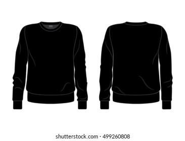 Black men's sweatshirt template front and back view