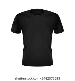 Black men's t-shirt on a white background. Vector illustration