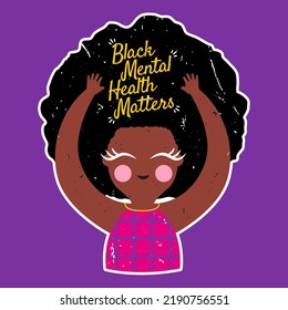 black mental health matters sticker with cute black girl
