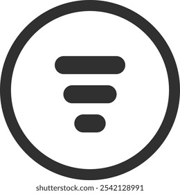 Icono de signo de Botón de menú negro Ilustración vectorial