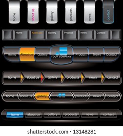 Black menu buttons navigation template