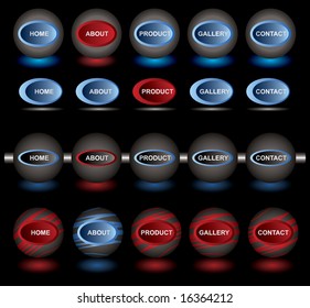 Black menu buttons navigation template