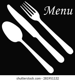 Black menu design with text and elements. Vector illustration
