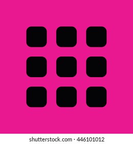 Black menu vector icon. Pink background