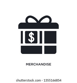 black merchandise isolated vector icon. simple element illustration from e-commerce and payment concept vector icons. merchandise editable black logo symbol design on white background. can be use