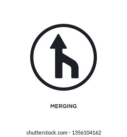 black merging isolated vector icon. simple element illustration from traffic signs concept vector icons. merging editable logo symbol design on white background. can be use for web and mobile