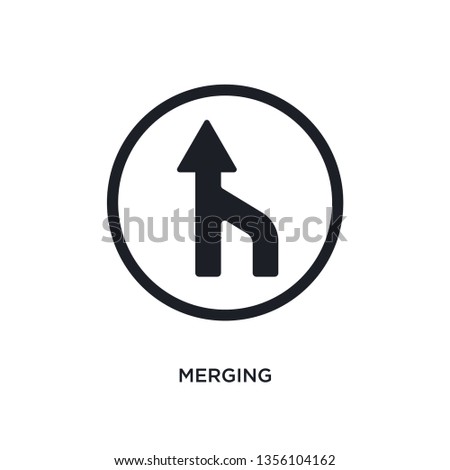 black merging isolated vector icon. simple element illustration from traffic signs concept vector icons. merging editable logo symbol design on white background. can be use for web and mobile