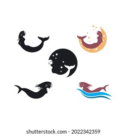 black mermaid icon vector illustration design template