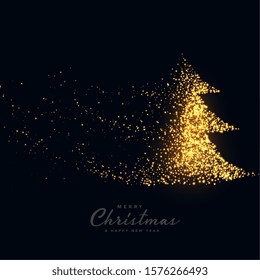 black merry christmas background with sparkle tree design