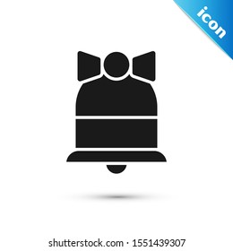 Black Merry Christmas ringing bell icon isolated on white background. Alarm symbol, service bell, handbell sign, notification symbol.  Vector Illustration