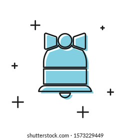 Black Merry Christmas ringing bell icon isolated on white background. Alarm symbol, service bell, handbell sign, notification symbol.  Vector Illustration