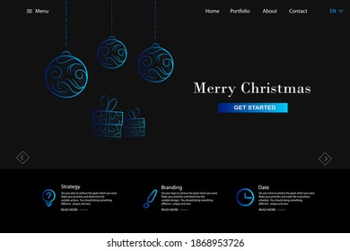 Black Merry Christmas web template Vector design. 