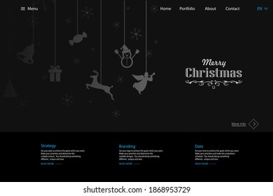 Black Merry Christmas web template Vector design. 