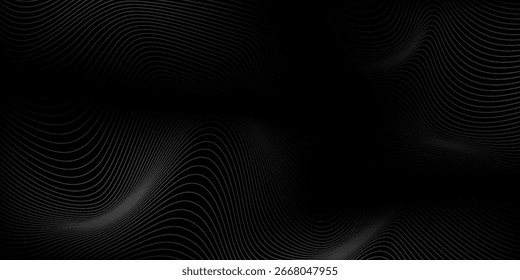 Black mesh abstract background design. Modern wavy line pattern in monochrome colors simple modern art design