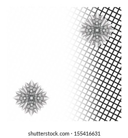 black mesh and flowers abstract background
