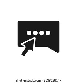 black message card and simple click arrow for logo icon. simple elegant vector flat design.