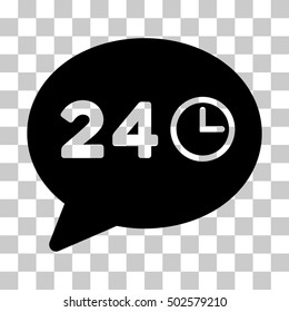 Black Message Hours interface icon. Vector pictogram style is a flat symbol on chess transparent background.