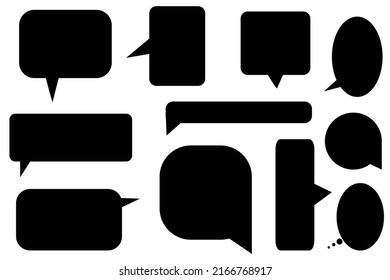 black message icons. Web banner. Black text isolated. Message bubble. Vector illustration. Stock image.