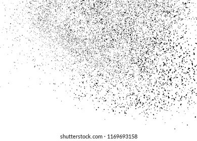 Black Messy Texture Template On White Background. Dust Overlay Distress. Grunge Elements With Grain And Noise. Vector Monochrome Illustration,Eps 10.