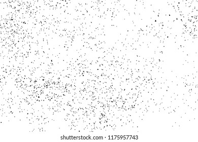 Black Messy Texture Template On White Background. Dust Overlay Distress. Grunge Elements With Grain And Noise. Vector Monochrome Illustration, Eps 10.