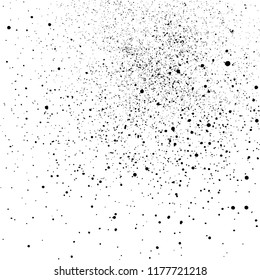 Black Messy Texture Template On White Background. Dust Overlay Distress. Grunge Elements With Grain And Noise. Vector Monochrome Illustration,Eps 10.