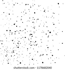 Black Messy Texture Template On White Background. Dust Overlay Distress. Grunge Elements With Grain And Noise. Vector Monochrome Illustration,Eps 10.