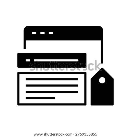 Black Meta Tags Icon with solid or glyph style