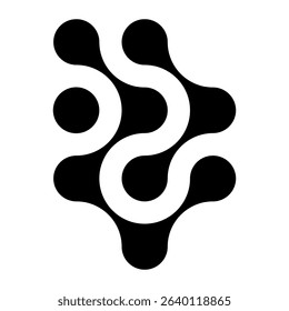 Black metaball icon for creating label designs, textures, templates, backgrounds. Isolated vector illustration.