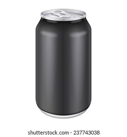 Black Metal Aluminum Beverage Drink Can 330ml, 500ml. Mockup Template Ready For Your Design. Isolated On White Background. Product Packing. Vector EPS10 Product Packing Vector EPS10 svg