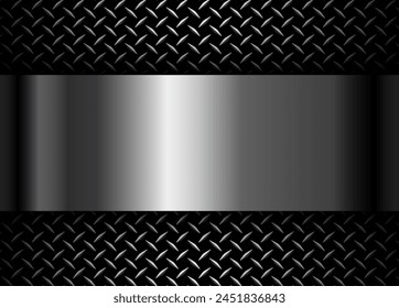 Black metal background with diamond plate texture pattern, vector illustration.