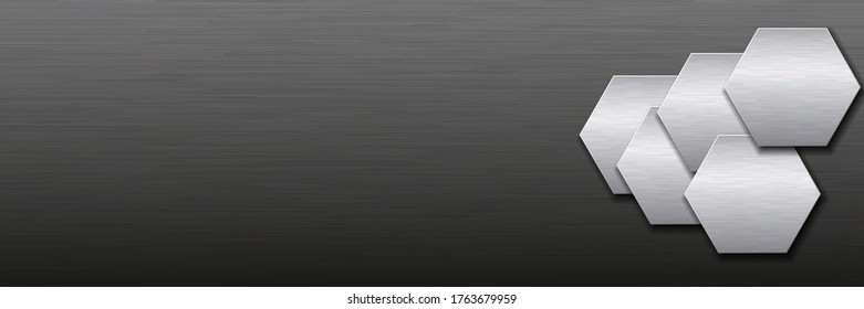 Banner de metal negro con diferentes texturas. Acero cepillado negro y plateado. EPS10