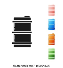 Black Metal beer keg icon isolated on white background. Set icons colorful. Vector Illustration