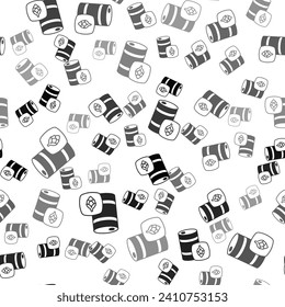 Black Metal beer keg icon isolated seamless pattern on white background.  Vector