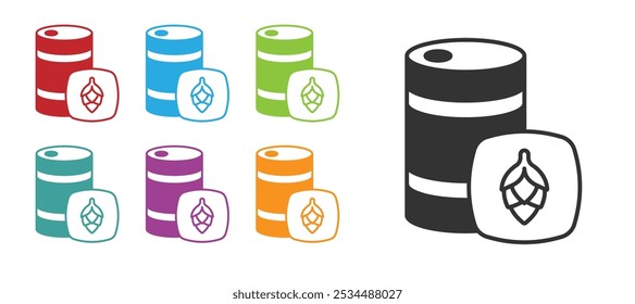 Black Metal beer keg icon isolated on white background. Set icons colorful. Vector