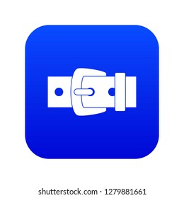 Black metal belt buckle icon digital blue for any design isolated on white vector illustration