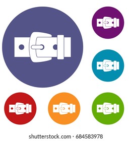 Black metal belt buckle icons set