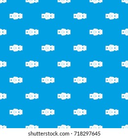 Black metal belt buckle pattern repeat seamless in blue color for any design. Vector geometric illustration