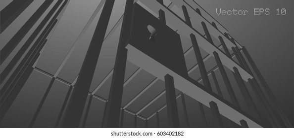 Black metal cage with lock