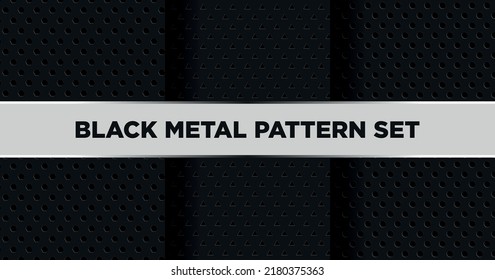 nahtloses Muster aus schwarzem Metall Metallischer Hintergrund. Carbon-Faser-Vektordesign. Chrome-Muster. 