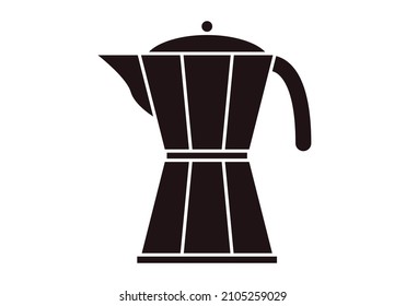 Black metal coffee pot icon on white background.