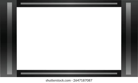 Black metal frame border vector with gradient isolated on transparent background