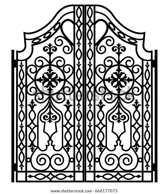 Black Metal Gate Forged Ornaments On Stock Vector Royalty Free